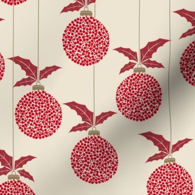 Polka Dot Christmas Ornaments - Red Gold