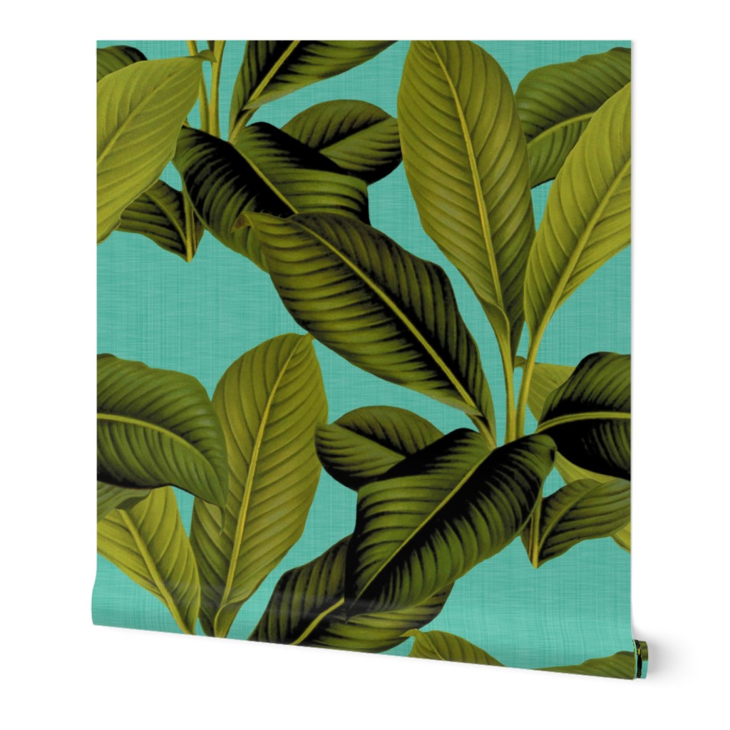 Palm In Palm ~ Tropical Blue Linen ~ Medium