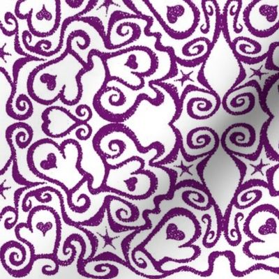 Ditsy Mittens, white/purple