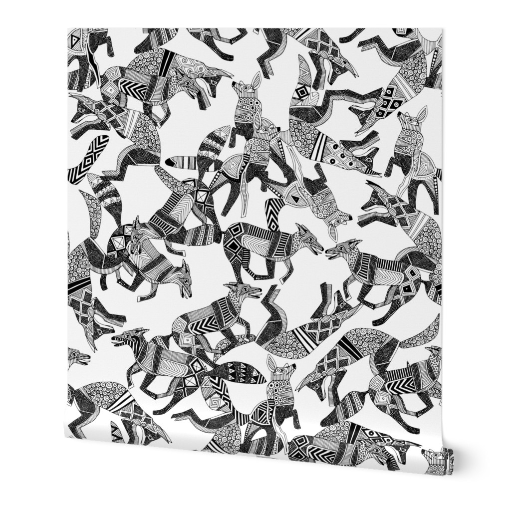 woodland fox party black white