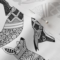 woodland fox party black white