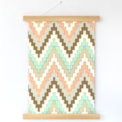 Telluride Bright Mint and Coral Chevron