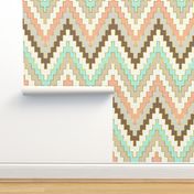 Telluride Bright Mint and Coral Chevron