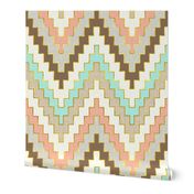 Telluride Bright Mint and Coral Chevron