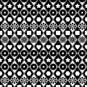 B&W Flower Fun Argyle