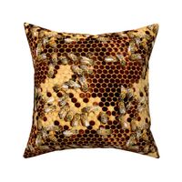 Realistic Bee Hive Fabric Honeybees