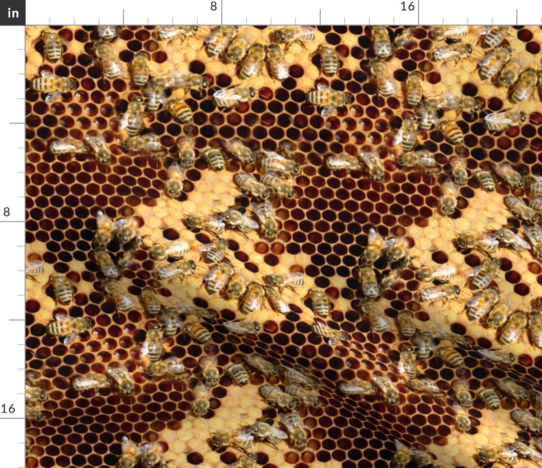 Realistic Bee Hive Fabric Honeybees