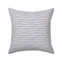 hand cross stitch red on pale blue