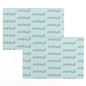 mend stitch - brown on blue