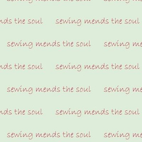 sewing mends the soul - red on mint