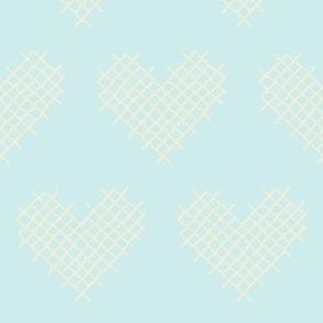 cross your heart - cream on pale blue