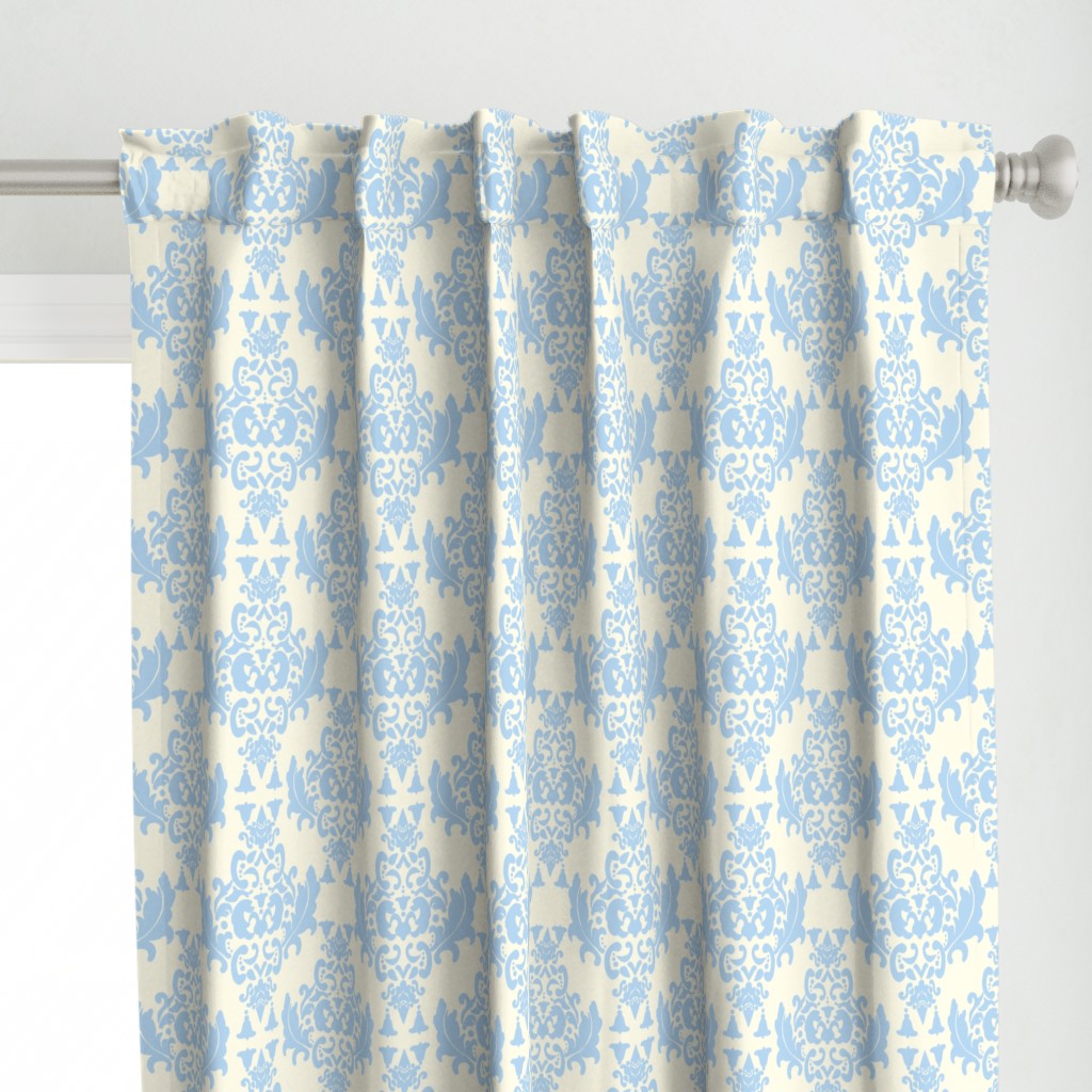 Light Blue on Cream Damask