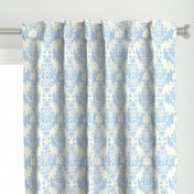 Light Blue on Cream Damask