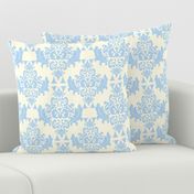 Light Blue on Cream Damask