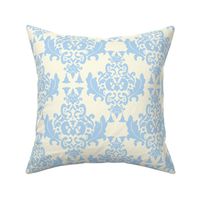 Light Blue on Cream Damask