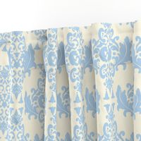 Light Blue on Cream Damask