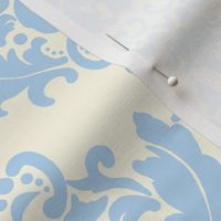 Light Blue on Cream Damask