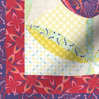 hexagon block tulip cheater quilt - 2 yard (twin) - 56 inch wide