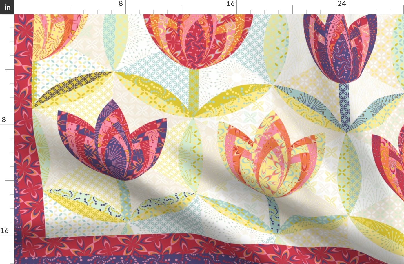 hexagon block tulip cheater quilt - 2 yard (twin) - 56 inch wide