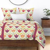 hexagon block tulip cheater quilt - twin bed