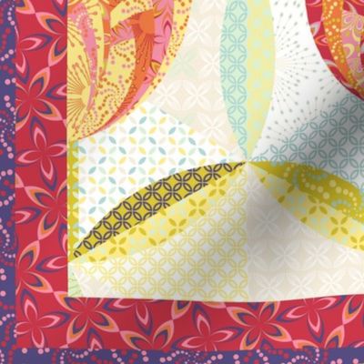 hexagon block tulip cheater quilt - twin bed