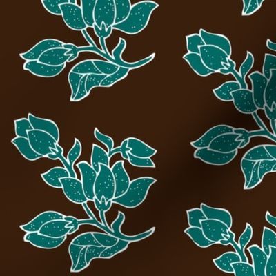 Vector sm batik flower - bluegreen and brown