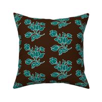 Vector sm batik flower - bluegreen and brown