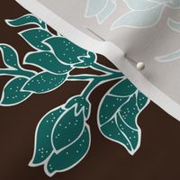 Vector sm batik flower - bluegreen and brown