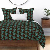 Vector sm batik flower - bluegreen and brown