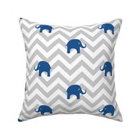 Baby Elephants in Blue and Gray Chevron