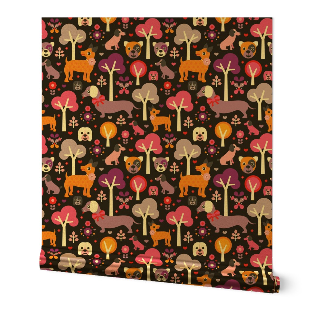 Retro blossom puppy dogs pattern for girls