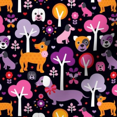 Retro blossom puppy dogs pattern for girls