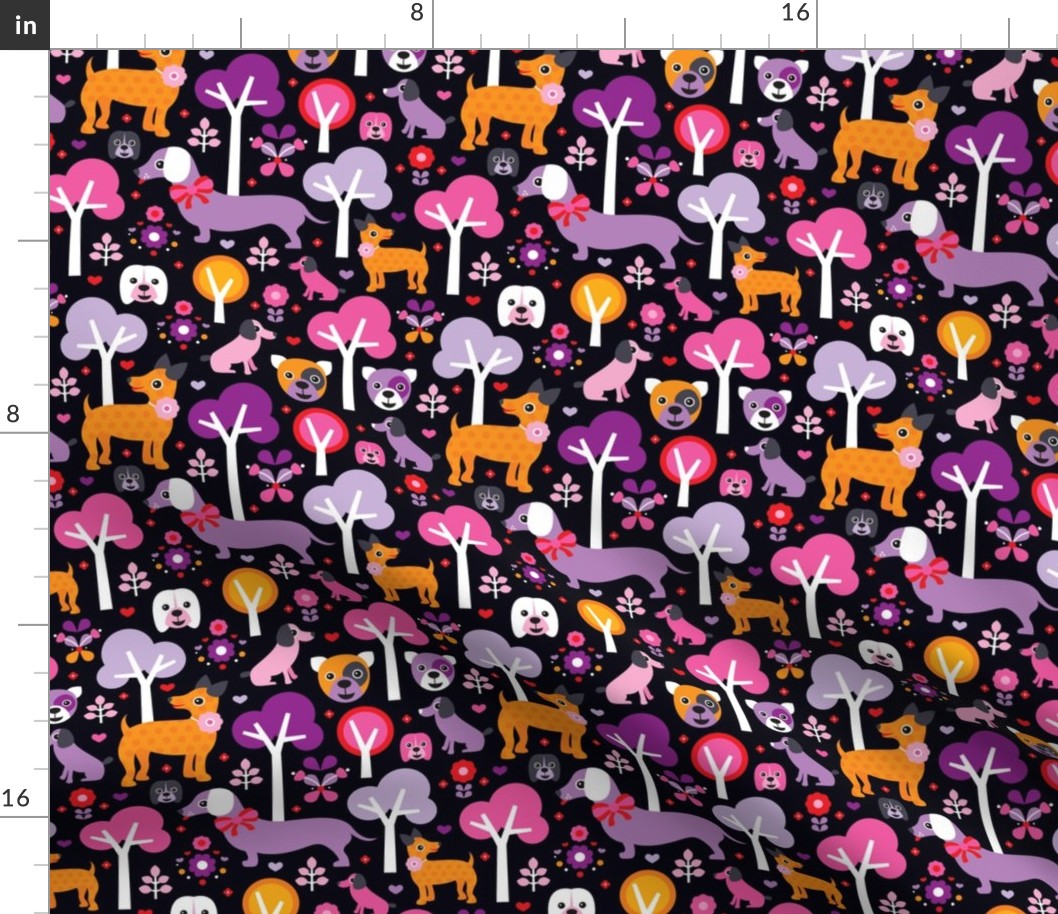 Retro blossom puppy dogs pattern for girls