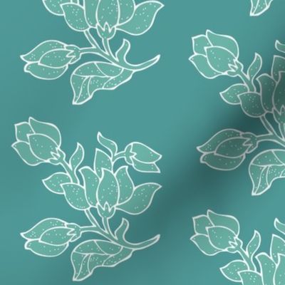 Vector sm batik flower - bluegreens