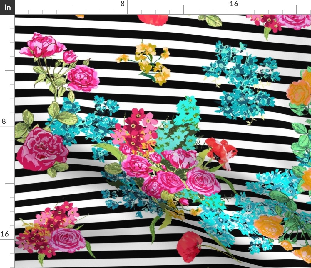 floral bouquet on black stripe