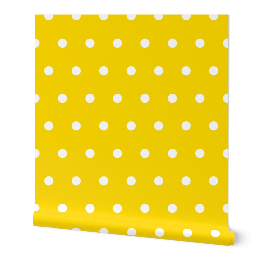 Polka Dot - White on Yellow