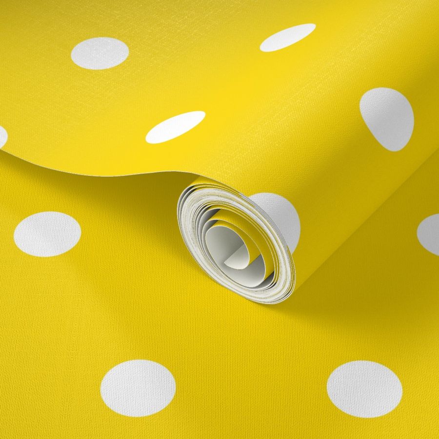 Polka Dot - White on Yellow