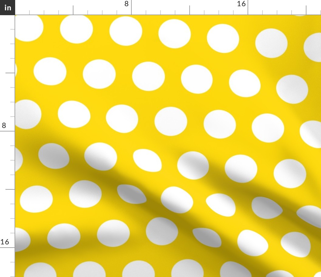 Polka Dot - White on Yellow XL