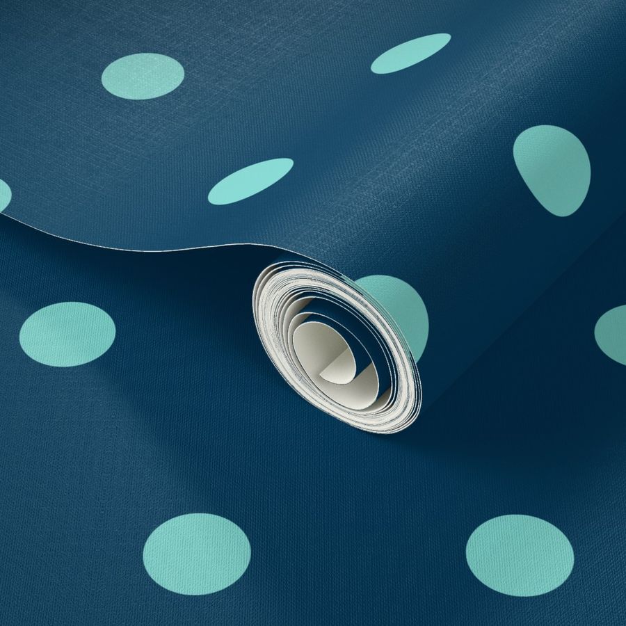 Polka Dot - Aqua on Navy