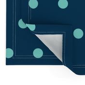 Polka Dot - Aqua on Navy