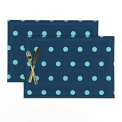 Polka Dot - Aqua on Navy