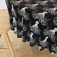 Black Vintage Kraken Octopus pattern