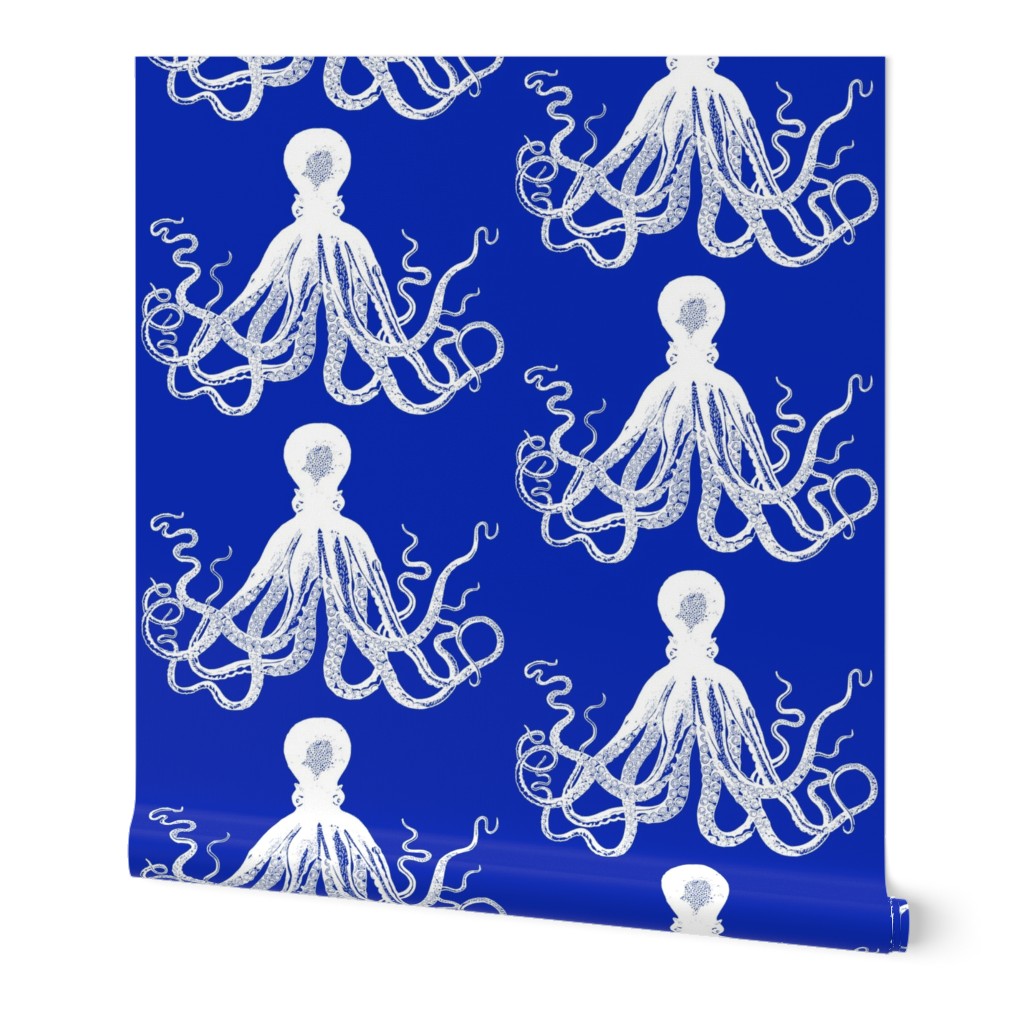 Navy Blue Kraken Octopus pattern