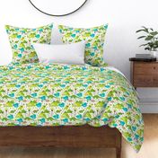 Cute dinosaur woodland illustration pattern cute dino nature print for kids and cool boys