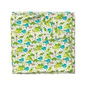 Cute dinosaur woodland illustration pattern cute dino nature print for kids and cool boys