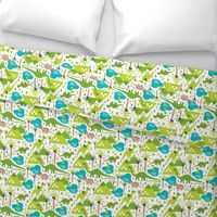 Cute dinosaur woodland illustration pattern cute dino nature print for kids and cool boys