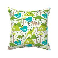 Cute dinosaur woodland illustration pattern cute dino nature print for kids and cool boys