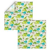 Cute dinosaur woodland illustration pattern cute dino nature print for kids and cool boys