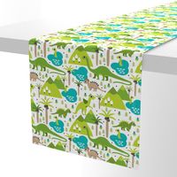 Cute dinosaur woodland illustration pattern cute dino nature print for kids and cool boys