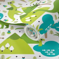 Cute dinosaur woodland illustration pattern cute dino nature print for kids and cool boys